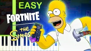FORTNITE X THE SIMPSONS THEME - EASY Piano Tutorial