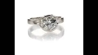 8mm round white lab-created sapphire semi bezel Fold engagement ring in silver
