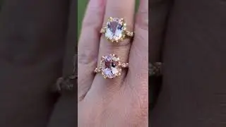 unique vintage style oval morganite rings in yellow and rose gold