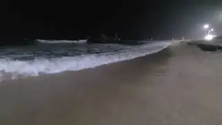 Korea East Sea Waves at Night