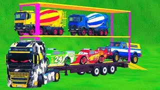 Wheels on the bus, Wheels on the Car, Police car, Monster Truck, Fire Truck, Tractor, Mixer truck