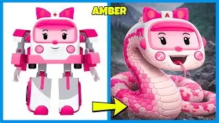 Robocar Poli Characters as SNAKE In Real Life + Guess the Voice Quiz | Roy, Amber, Poli, Helly