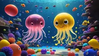 Four Jellyfish Juggle Jellybeans | Fun Counting and Movement Song for Kids | Nursery and Baby Songs