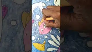 A pink little fish swimming through bubbles 🌊🐠 #relaxing #colouringpages