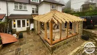 Oak Frame House Extension Install By Carpenter