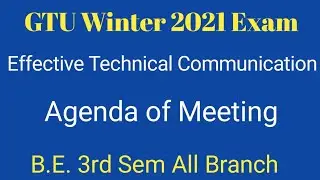 Agenda of Meeting || Chapter-2 || Technical Writing || ETC || B.E. Sem - 3 || GTU ||