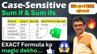 How to Use Case Sensitive Sum if in Excel (Exact Match Formula)
