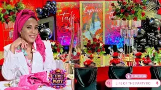 Talk Thirty to me decor red black and gold decor New candelabras design with floral work. 