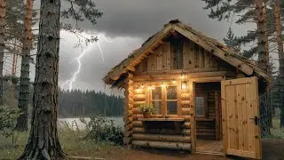 4K Cabin Thunderstorm for SleepDeep Rain| Distant Thunder & Cozy Cabin Ambience