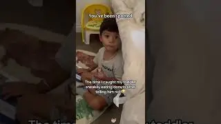 You've been spotted.🤪#child #food #hungry #reaction #cute