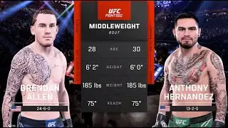 UFC Seattle Brendan Allen vs Anthony Fluffy Hernandez UFC 5 MW Fight Simulation 🇺🇸👊🎮
