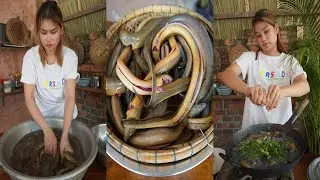 Country Girl Cook Eel Recipe & Eat - Amazing Clean, Cutting Eel For Cook Soup & Grill
