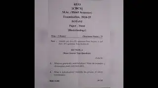 M.Sc. BOTANY 3rd SEM. EXAMINATION PAPER BIOTECHNOLOGY #biology #botany #exampaper #questionpaper