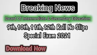 Roll No Slip For Special Exam 2021 Have Been Uploaded || Announcement BISEP Roll No Slip