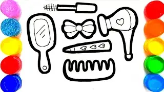 How to draw make-up kit for kids | step by step makeup products drawing & coloring | Easy Drawing 