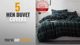Top 10 Men Duvet Covers [2018]: Luxury Duvet Cover Queen Size Plaid Flannel 3 Pieces Cotton