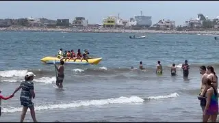 Banana boat ride at Stone Island beach, Mazatlan, Mexico.