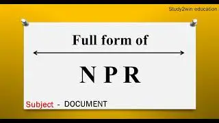 NPR ka full form | Full form of in English  | Subject - DOCUMENT
