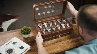 Rothwell 12 Slot Watch Box in Tan/Brown