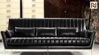 Luxury Black Leather Sofa Set VG2T0721