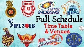 IPL 2018 SCHEDULE: Full Fixtures of Matches to be played by CSK, MI, SRH, RCB, KXIP, KKR, DD & RR