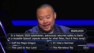 Who Wants To Be A Millionaire 11/29/20:Chef David Chang $125,000 Question