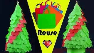 How To Make Christmas Tree With Shopping Bags | Old CD Craft Ideas | Waste Material X-Mas Tree
