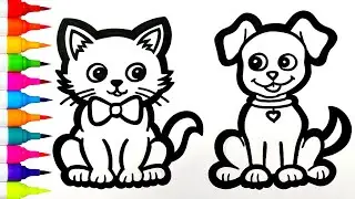 How to Draw A Cat and Dog Step by Step | Animal Drawing Tutorial | Cat & Dog Drawing 🐈🐕 
