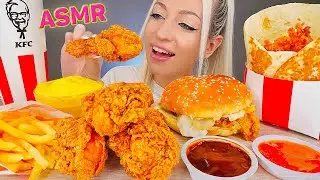 ASMR EATING KFC, FRIED CHICKEN, BURGER, CHEESE SAUCE, FRIES, 바삭한 후라이드 치킨 (SHAWARMA) MUKBANG 먹방, 4K