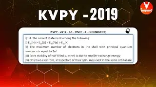 KVPY 2019 SA Chemistry  Part II Q 73 Ans A Atomic Structure Quantum Numbers Pushkar Rai