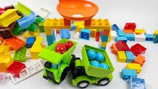 Marble Run Race ASMR with Dump Truck loading to marble yard!