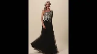 Evening Dresses - A-Line One-Shoulder Floor-Length Tulle Lace With Sequins Split Front