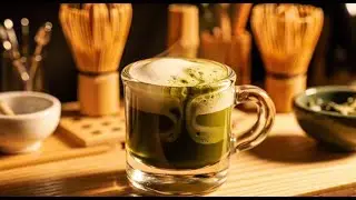 AI ASMR Hot Matcha Latte Making | Relaxing Whisking & Pouring Sounds (No Talking)