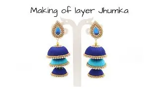 Making of double color 3 step jhumkas in silk thread|silk thread fancy jhumka DIY