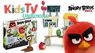 The Angry Birds Movie Pig City Strike Playset Unboxing and Playtime with Gideon & Logan