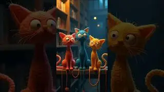 🌈🐾 funny cat's dance 💖✨          #Creativity #Handmade #Decor #Cats #DIY #YarnCats #Art  #Colorcats