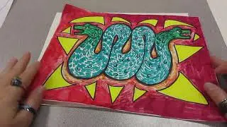 how to draw Aztec style 2 headed snake