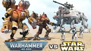 WARHAMMER 40K vs STAR WARS - Tau vs Clone Troopers - Men of War: Assault Squad 2