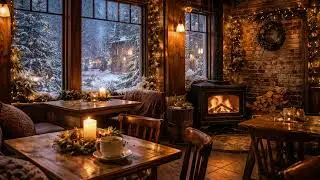 Cozy Snowy Coffee Shop Ambience ☕❄️ | Relaxing Music & Winter Calm for Sleep and Study
