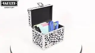 Vaultz Locking 4x6 Index Card File Box, Black & White Leopard - VZ03974