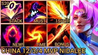 Nidalee MVP Jungle Rating A+ 12/3/4 - China Wild Rift New Meta Build & Runes By Tiarty