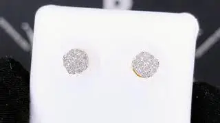 Hip Hop Bling Mini Circle Micro Pave Diamond Earrings .25cttw 10K Yellow Gold | Real Iced Out Jewels