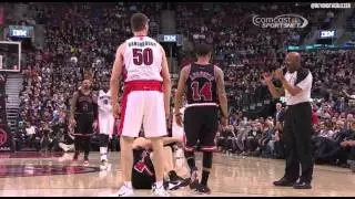Tyler Hansbrough tackles Mike Dunleavy