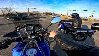 Aprilia Caponord Etv 1000 i Suzuki Gsx 650f gasanje high Speed hitting rev limiter Gopro Hero 12 4k