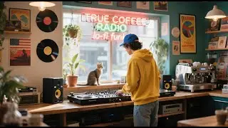 【1HR】Lo-fi Funk Coffee Shop Vibes | Chill DJ Set with Cat, Vinyl & Ambient Café Sounds