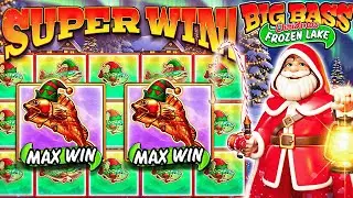 MAX WIN FISH TWICE ON BIG BASS CHRISTMAS FROZEN LAKE?!