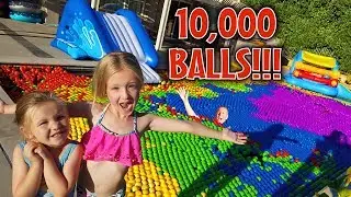 Filling Our Pool with 10,000 Ball Pit Balls! Epic Win!!!