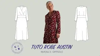 Austin, the sewing pattern tutorial of the Austin dress, shirt collar and long sleeves version