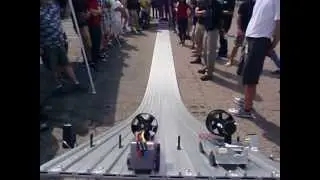 Two Ducted Fan Outlaw Pinewood Derby Cars go Heaad-to-Head