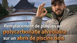 &Eacute;TAPE D'UNE RENOVATION DUN ABRI BOIS EN LAMELL&Eacute;-COLL&Eacute; : REMPLACEMENT DE PLAQUES EN POLYCARBONATE 